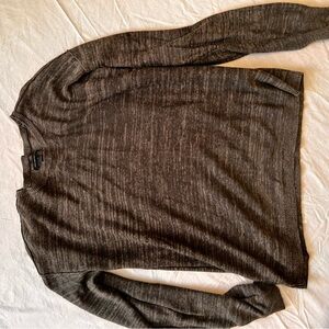 John Varvatos Textured Brown Knit Sweater